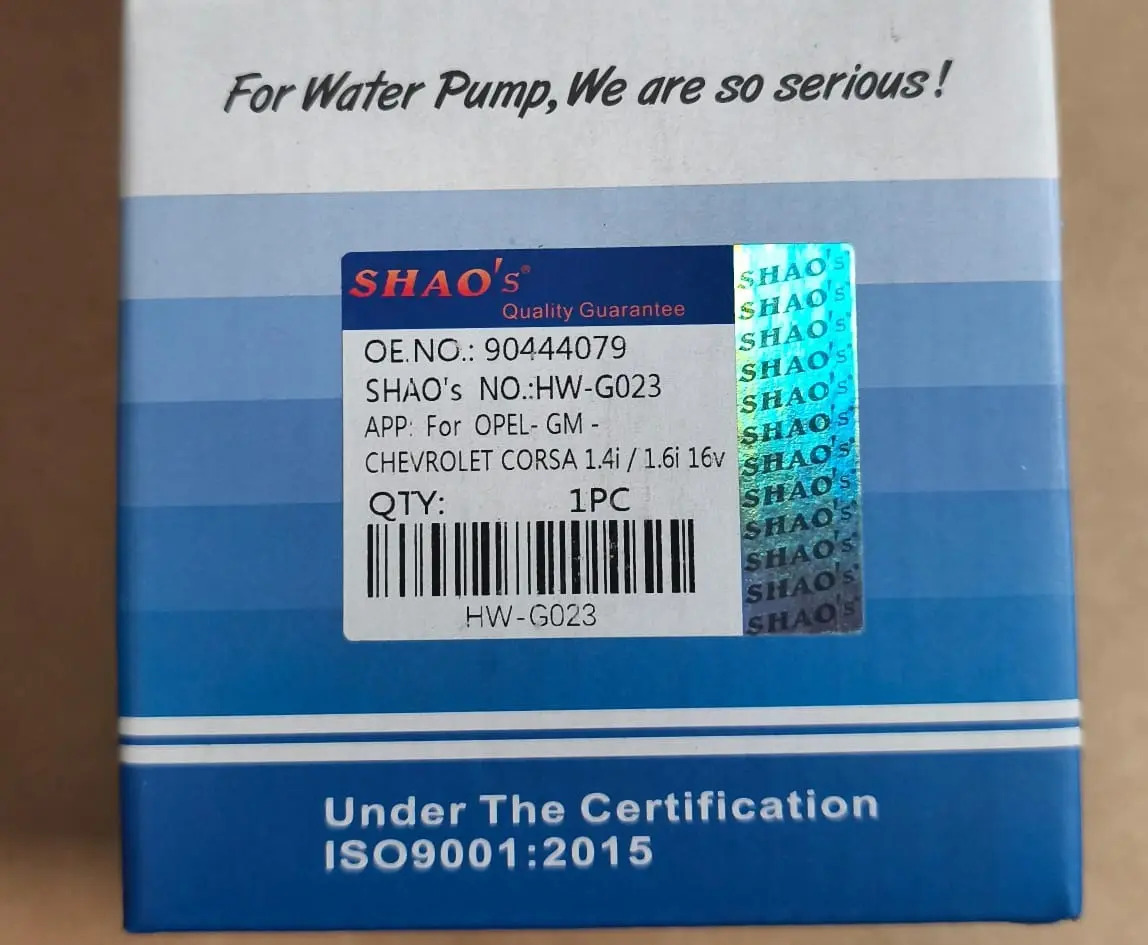  BOMBA DE AGUA CHEVROLET CORSA 1.600cc. / DAEWOO NUBIRA 1.600cc. 16 VALVULAS