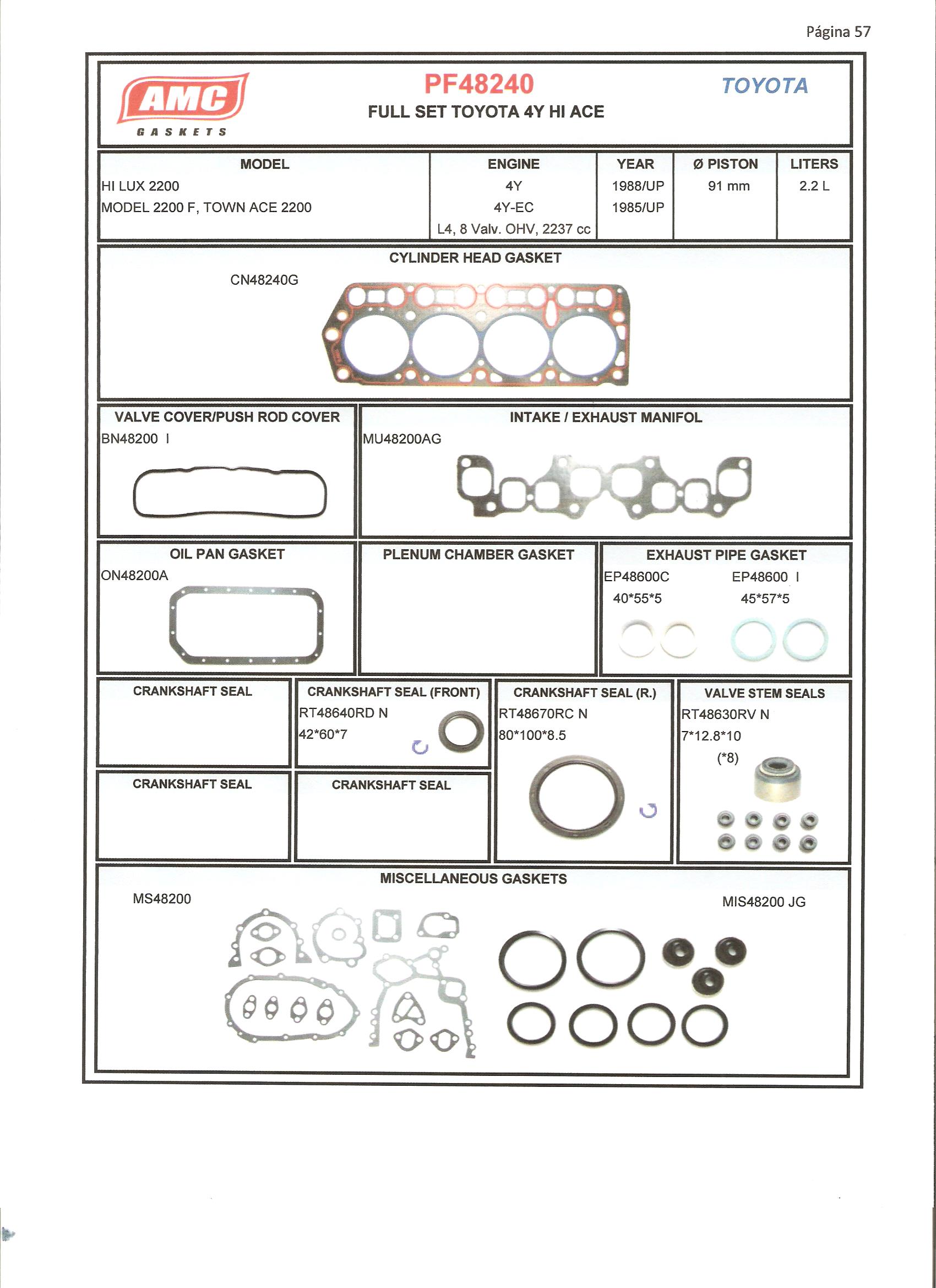 JUEGO EMPAQUETADURA DE MOTOR COMPLETO CON RETENES VITON. CULATA 