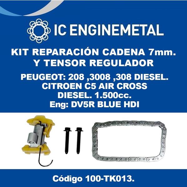 KIT REPARACION CADENA Y TENSOR  PEUGEOT 308/508cc. CITROEN ACROSS 1.500cc. DIESEL. Eng: DV5/DV5R