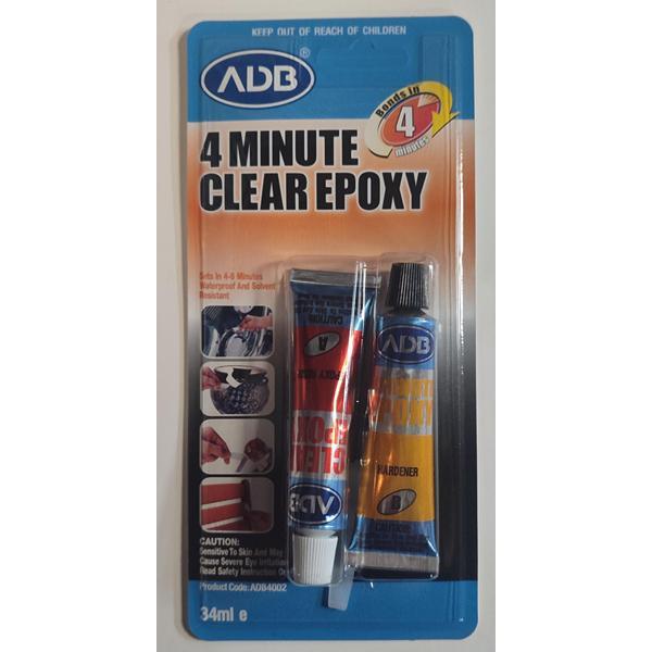 PEGAMENTO METAL-GOMA-PLASTICO   4 MINUTOS EPOXI CLEAR 34ML.