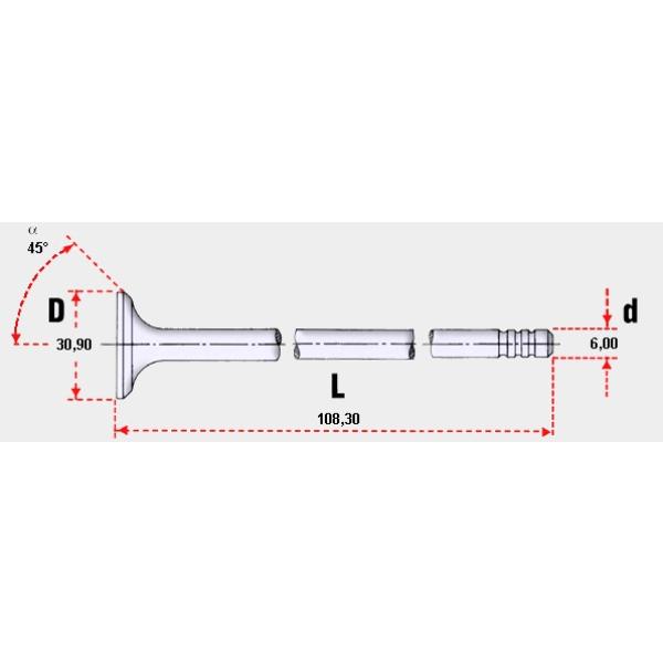  VALVULA DE MOTOR ESCAPE MAXUS T60 2.800cc. BIMETALICA (3 RANURAS)  OEM: 05066769AA