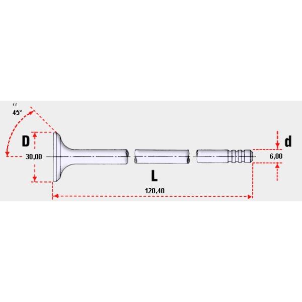  VALVULA DE MOTOR ADMISION FIAT IVECO DAYLI   2.300cc  JTD 16v. Eng:F1AE0481 (3 RANURAS)  OEM: 500362855