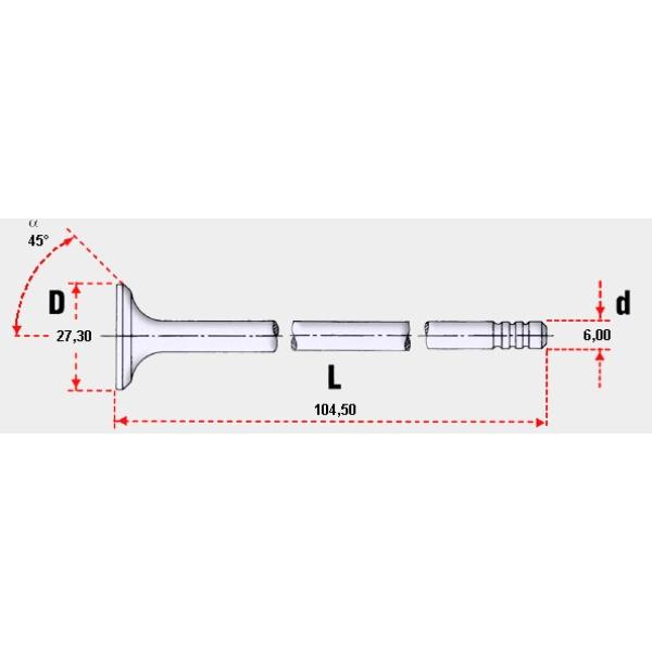 VALVULA DE MOTOR CITROEN DIESEL DS4 DS54 2.000cc. HDI 3008-5008 Eng: DW10CTED4 DV10CTED4 OEM:0948F6 3 RANURAS. 6.00 x 27.30 x 10