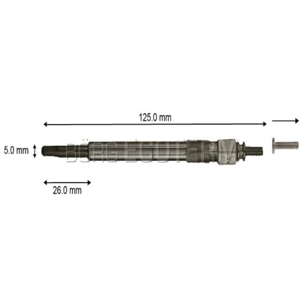 BUJIA INCANDESCENTE PRECALENTAMIENTO CHEVROLET Blazer 2.5 D Mot. 4A CHEVROLET S10 2.8 D Mot. 4.07 TCA L: 125.00 mm.